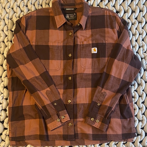 Carhartt burngundy and mauve Checkered Flannel Shirt - Picture 1 of 3